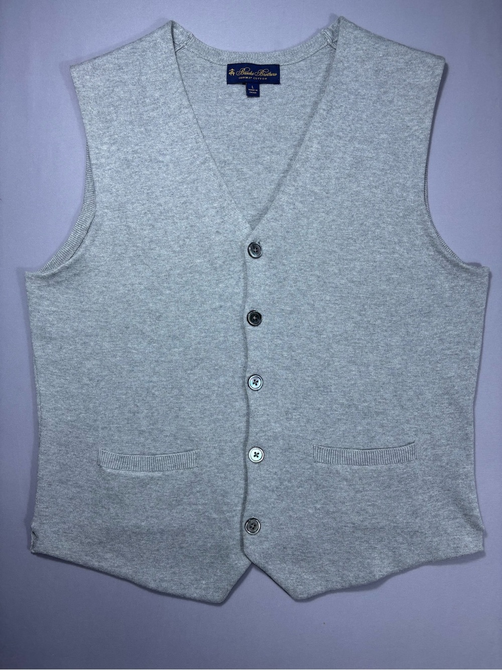 Brooks Brothers Supima Cotton Button Front Sweater Vest Men’s L Gray